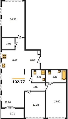 Продажа 3-комнатной квартиры 102,8 м², 2/24 этаж