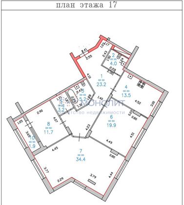 Продажа 3-комнатной квартиры 117 м², 17/24 этаж