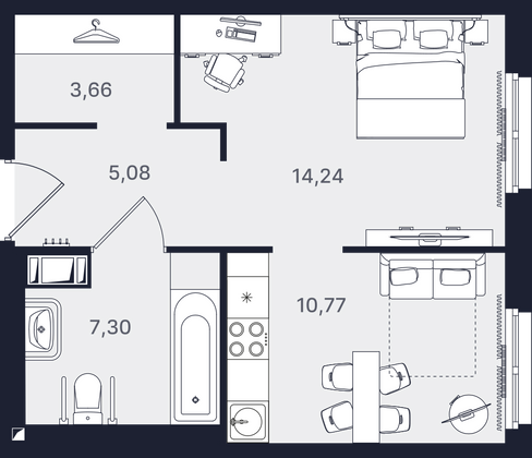 Продажа 1-комнатной квартиры 41 м², 12/24 этаж