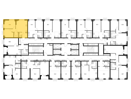 Продажа 2-комнатной квартиры 47,9 м², 20/30 этаж