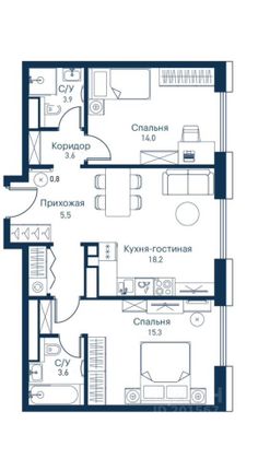 Продажа 3-комнатной квартиры 65 м², 10/20 этаж