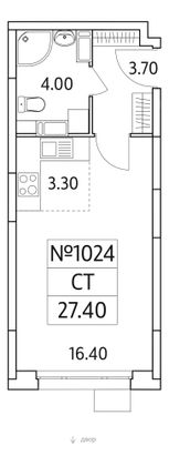 27,4 м², студия, 10/25 этаж