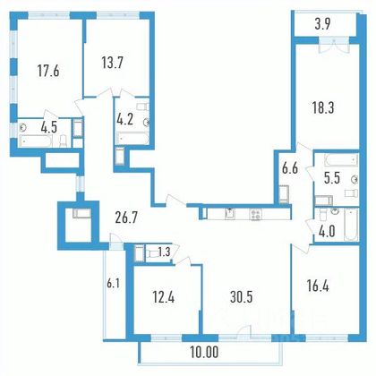 Продажа многокомнатной квартиры 169,8 м², 18/18 этаж