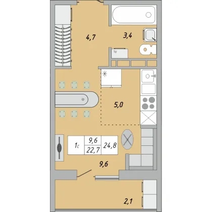 Продажа квартиры-студии 25 м², 12/24 этаж