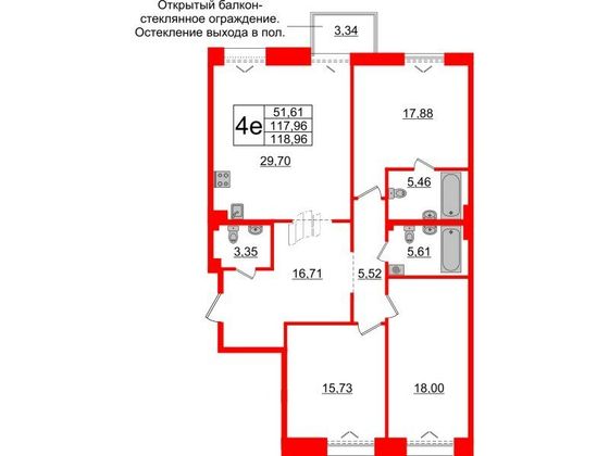 Продажа 3-комнатной квартиры 118 м², 5/7 этаж