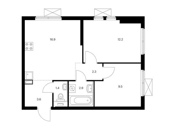 Продажа 2-комнатной квартиры 48,8 м², 9/33 этаж