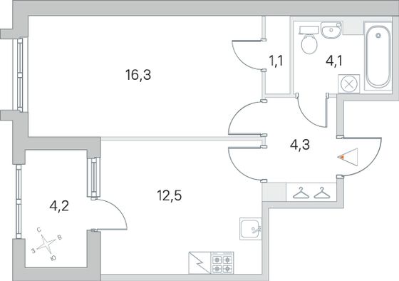 Продажа 1-комнатной квартиры 40,4 м², 1/5 этаж