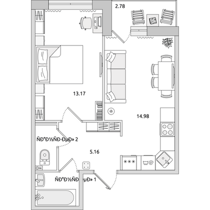 Продажа 1-комнатной квартиры 40,2 м², 9/16 этаж