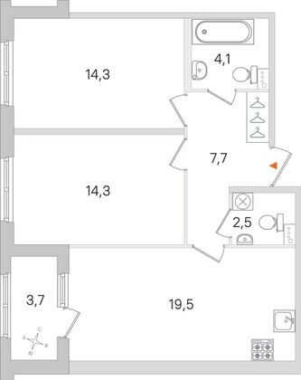 Продажа 2-комнатной квартиры 64,3 м², 1/4 этаж