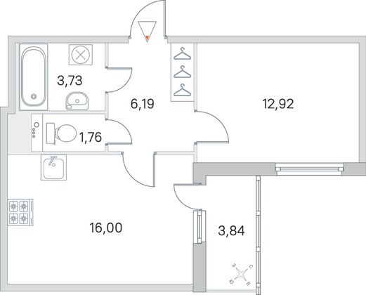 Продажа 1-комнатной квартиры 42,5 м², 3/8 этаж