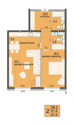 Продажа 2-комнатной квартиры 62 м², 12/18 этаж