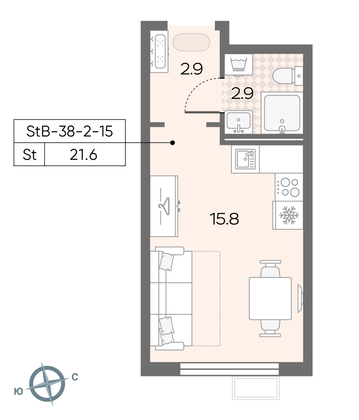 Продажа квартиры-студии 21,6 м², 15/24 этаж