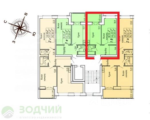 Продажа 1-комнатной квартиры 47,6 м², 5/10 этаж