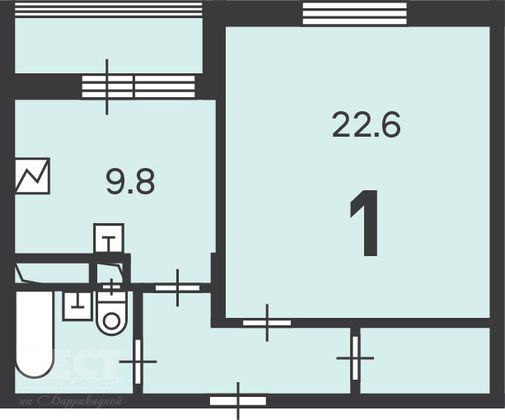 Продажа 1-комнатной квартиры 43,4 м², 6/16 этаж