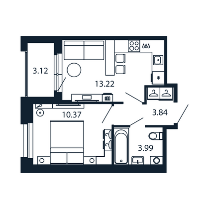 Продажа 1-комнатной квартиры 33 м², 4/12 этаж