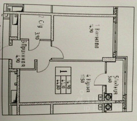 Продажа 1-комнатной квартиры 45,6 м², 3/22 этаж