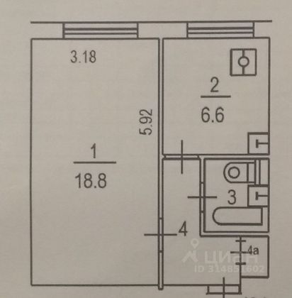 Продажа 1-комнатной квартиры 32,6 м², 8/9 этаж