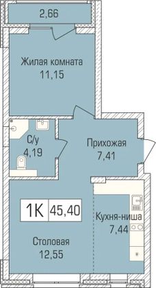 44,9 м², 1-комн. квартира, 1/9 этаж