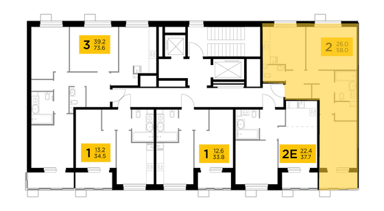 Продажа 2-комнатной квартиры 58 м², 4/14 этаж