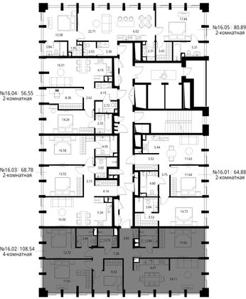 Продажа 4-комнатной квартиры 108,5 м², 16/17 этаж