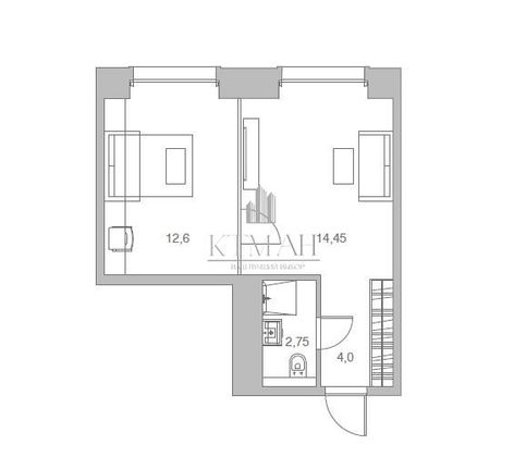 Продажа квартиры со свободной планировкой 34 м², 10/12 этаж