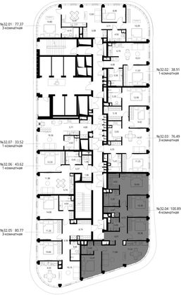 Продажа 4-комнатной квартиры 100,9 м², 32/49 этаж