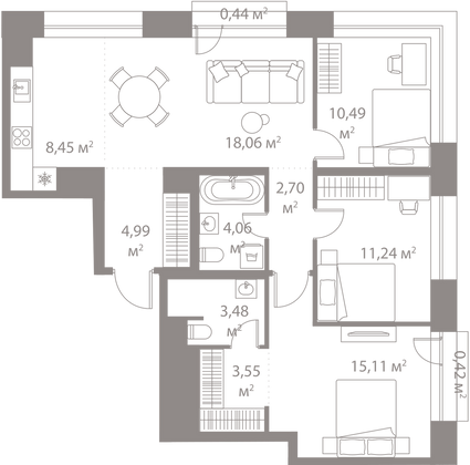 Продажа 3-комнатной квартиры 83 м², 20/25 этаж