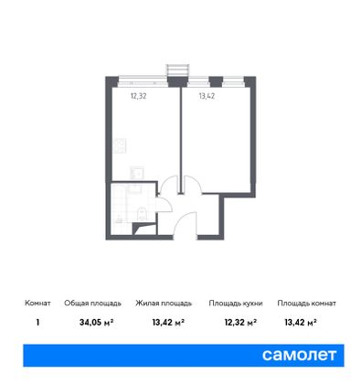 Продажа 1-комнатной квартиры 34 м², 2/31 этаж