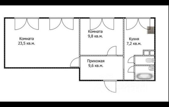 Продажа 2-комнатной квартиры 53,5 м², 2/12 этаж