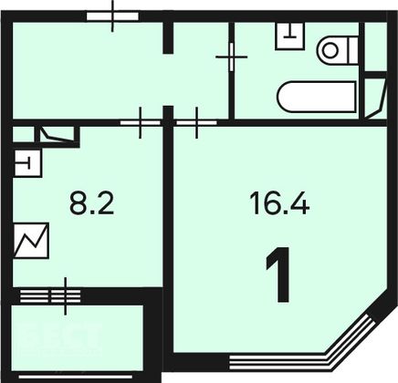Продажа 1-комнатной квартиры 36,3 м², 14/21 этаж