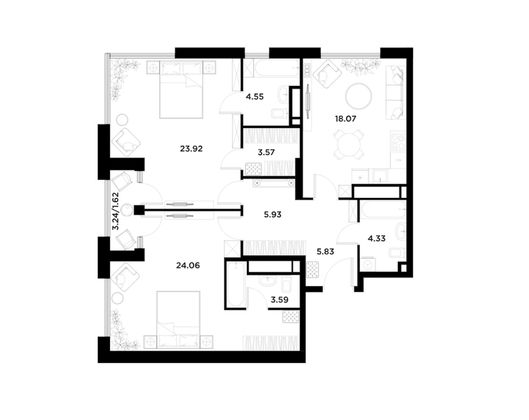 Продажа 2-комнатной квартиры 95,5 м², 20/26 этаж