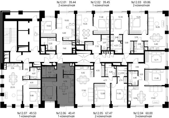 Продажа 1-комнатной квартиры 40,4 м², 12/21 этаж