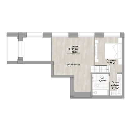 Продажа 3-комнатной квартиры 76 м², 1/22 этаж
