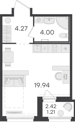 29,4 м², студия, 2/15 этаж