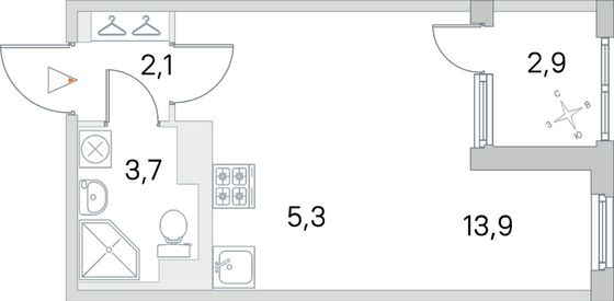 Продажа квартиры-студии 26,5 м², 2/5 этаж