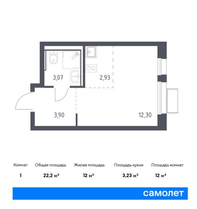 22,2 м², студия, 17/17 этаж