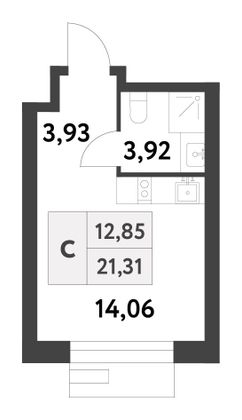 Продажа квартиры-студии 21,3 м², 6/16 этаж