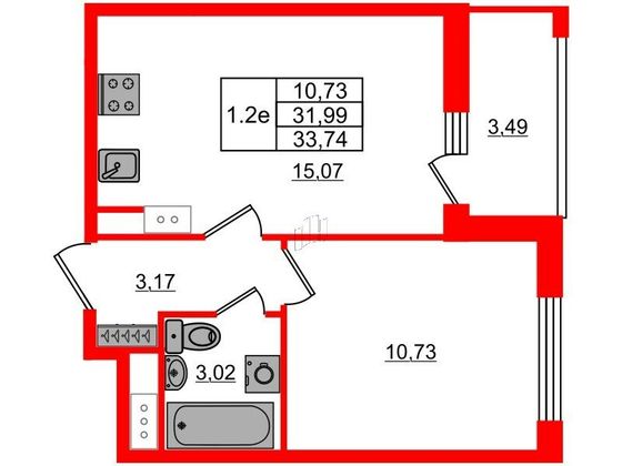 Продажа 1-комнатной квартиры 32 м², 23/23 этаж