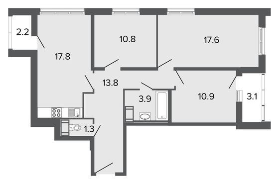 Продажа 4-комнатной квартиры 76,1 м², 6/24 этаж