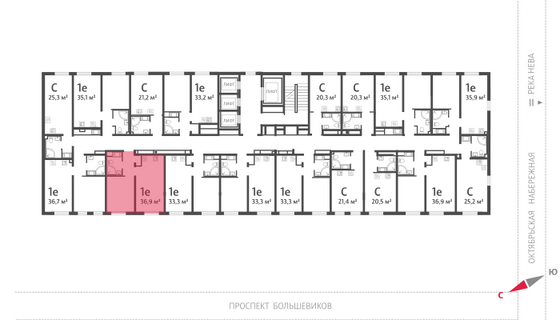 36,9 м², 1-комн. квартира, 9/25 этаж