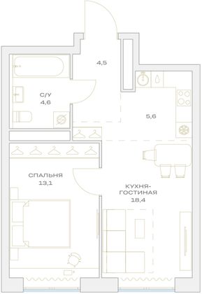 Продажа 2-комнатной квартиры 40,6 м², 13/23 этаж