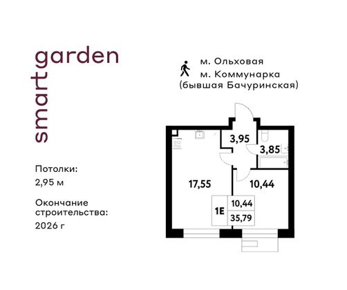 Продажа 1-комнатной квартиры 35,8 м², 3/16 этаж