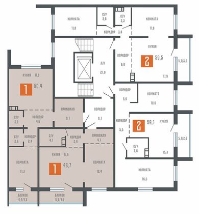 Продажа 1-комнатной квартиры 50,4 м², 3/10 этаж
