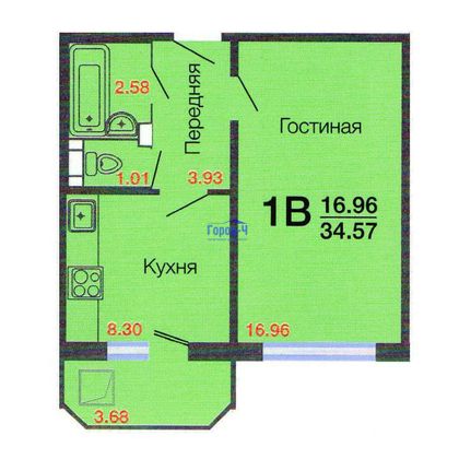 Продажа 1-комнатной квартиры 38,6 м², 5/10 этаж