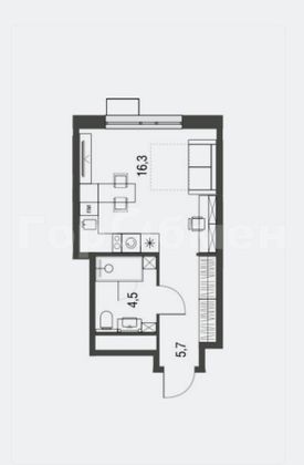 Продажа квартиры-студии 26,5 м², 6/25 этаж