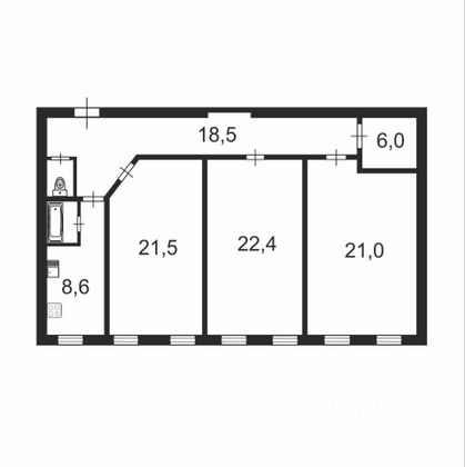 Продажа 3-комнатной квартиры 101,4 м², 2/5 этаж