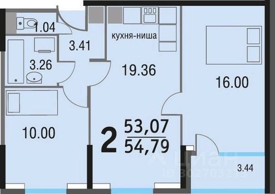 Продажа 3-комнатной квартиры 52,7 м², 2/4 этаж