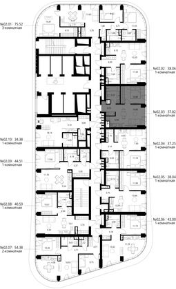 Продажа 1-комнатной квартиры 37,8 м², 2/49 этаж