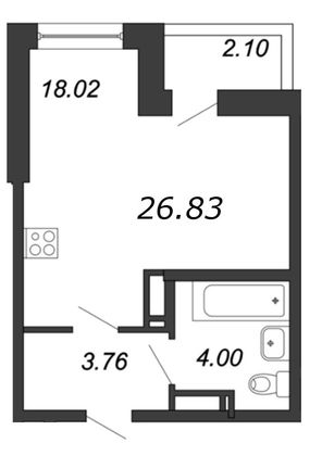 Продажа квартиры-студии 26,8 м², 11/18 этаж