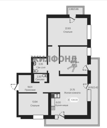 Продажа 4-комнатной квартиры 108 м², 14/21 этаж